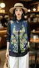 Novo colete feminino estilo chinês com bordado pesado com técnicas tradicionais, com contas, seda rayon de luxo leve, colete sem mangas retrô para primavera e outono