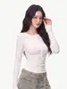Camiseta Henley de Lyocell para mujer, nuevo estilo otoño e invierno, camiseta de manga larga de lujo ligero francés, top para mujer
