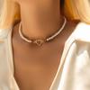 Europa y Estados Unidos collar de amor con cuentas de perlas con sensación de diseño nicho nuevo transfronterizo cadena para clavícula regalo para novia senior