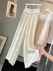 Calça Casual de Pernas Largas de Algodão e Linho Fino de Seda Gelada de Verão Feminina Nova Solta Versátil Emagrecedora de Perna Reta Caimento Longa até o Chão