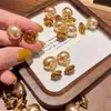 Brincos de Pérola com Zircônia Cor de Champanhe Dupla Face para Mulheres, Estilo Fashion de Ano Novo, Brincos Elegantes com uma Vibe de Socialite, Acessórios de Orelha Versáteis