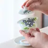 Jade Rojo Montaña Barro Blanco Porcelana Blanca Pintado a Mano Flor Azul Pequeña Gradiente Azul Cerámica Gaiwan Juego de Té Kung Fu Hogar Taza de Té Delgada