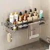 Estante de almacenamiento de baño sin taladro para colgar en la pared para artículos del inodoro y lavabo, estante organizador de pared para uso doméstico