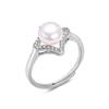 Anillo de Perla Natural de Agua Dulce Cobre Blanco Chapado en Oro 925 Media Plata Moda Simple Rombo Venta al por Mayor en Vivo Perla Real