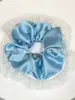 Elástico de Cabelo Scrunchie Listrado com Renda Estilo Coreano para Mulheres, Acessório de Cabelo Suave e Elegante, Elástico de Cabelo Scrunchie Estilo Coreano