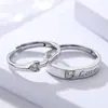 Accesorios Damila S925 Joyería del Día de San Valentín anillo abierto para pareja anillo para hombre y mujer de pareja con incrustaciones de circón se puede grabar