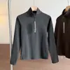 Nuevo Jersey Polar Elástico Versátil de Color Sólido con Media Cremallera para Mujer 13720