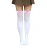 Meias Longas de Veludo Branco Leite Meia-Panturrilha Verão Finas Femininas Cor Pura Estilo Preppy Meia 3/4 Over-The-Knee