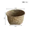 Cesta de Armazenamento Tecida com Algas Marinhas Naturais Porta-Lanches Frutas Secas Redonda para Mesa de Escritório Entrada Porta-Chaves Cesta de Armazenamento para Diversos