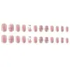 Parches de Uñas Postizas Ojo de Gato de Cristal Rosa Nude, Parches de Manicura Blanqueadores con Moño, 24 Piezas, Estilo Corto Estéreo Usable