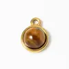 Piedra natural redonda DIY accesorios para tocados y collares colgante de acero inoxidable incrustado con piedra natural colgante de un solo agujero venta al por mayor de comercio electrónico