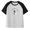 [Especial] Novo Estilo de Verão Plus Size para Meninas Cheinhas de 100kg, Blusa de Manga Curta Raglan Color Block Colorida Estampada com Desenho Animado 9667