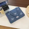 Estilo Ins Coreano Nuevo Bolso de Mano para Laptop con Bordado de Mezclilla Lavada Bolsa Interior Acolchada a Prueba de Golpes para IPAD Tablet Cuaderno