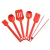 Utensilios de Cocina de Silicona Herramientas de Cocina Juego de 6 Piezas Espátula de Silicona Pinzas para Alimentos Espátula de Cocina Diaria Cuchara para Sopa