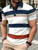 Top de Manga Corta con Solapa de Moda para Hombre Diseño de Patchwork con Estampado Geométrico Sencillo y Elegante Casual Diario para el Trabajo