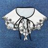 Nuevo Cuello Falso de Encaje con Lazo Bordado de Doble Capa Color Albaricoque Ropa de Mujer Estilo Versátil Comercio Electrónico Especializado Transfronterizo