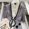 Bufanda Larga Pequeña de Seda para Mujer Verano Cuello Elegante Moda Corbata Cinta para el Cabello Bolsa Diadema Combinación Camisa Cinturón de Cuello Cinturón