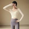 Conjunto de Roupa de Yoga Feminino Primavera e Outono Top Esportivo com Bojo Elegante Blusa Emagrecedora Pilates Treinamento Fitness Manga Longa