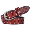 2024 Nuevo Cinturón de Cuero Genuino para Mujer Cinturón con Hebilla de Pin de Piel de Vaca Cinturón Decorativo de Remaches para Pantalones Estilo Coreano Dropshipping