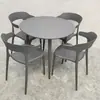 Combinación de Mesa y Sillas para Exteriores Tienda de Té con Leche Negra Mesa para Exteriores Patio de Ocio al Aire Libre Balcón de Plástico para Exteriores Impermeable y Protección Solar