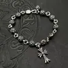 Pulsera Retro Chaoxuan Croix Corazón Flor Cruzada Bola con Colgante de Cruz Personalidad Hip Hop Joyería de Mano Dominante