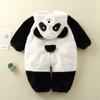 Macacão Panda Bebê Dupla Camada Inverno com Capuz Macacão para Recém-Nascidos Pelúcia Roupa de Dormir para Casa Novo Modelo