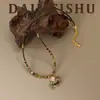Colar Original Retro Exquisito com Zircônia Micro-Pavimentada Romã Verde Pônei Moeda de Cobre Corrente de Clavícula Acessível de Luxo High-End