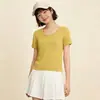 Nueva Camisa de Mujer de Verano 2026 Simple de Alta Elasticidad, Camiseta de Manga Corta de Color Sólido, Estilo Básico Versátil Simple para el Viaje Diario