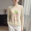 Verão 2026 Novo Cardigã de Tricô Fino com Gola Redonda Feminino Estampa Floral Cover-up Casual Manga Longa Camada Interna Camada Base