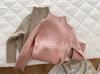 Camiseta Base de Malha Macia, Elástica, Anti-Pilling, Cera Infantil, Suéter de Primavera para Meninas, Cor Sólida Coreana, Gola Média, Quente