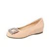 Zapatos de Salón Planos de Corte Bajo con Hebilla Cuadrada de Pedrería Francesa Tacón Oculto para Mujer Verano 2026 Nuevos Combinación Suave con Faldas Zapatos Mary Jane