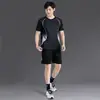 Conjunto Esportivo Masculino Verão Roupas de Fitness Seda Gelada Secagem Rápida Camiseta de Manga Curta Shorts de Treino Respirável Casuais Masculinos Corrida