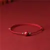 Pulseira de Corda Vermelha com Contas Redondas de Cinábrio para Mulheres Benmingnian Corda de Mão da Paz Âncora Simples Design de Nicho Pulseira de Estudante