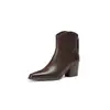 Botines Gruesos de Punta Fina de Gama Alta para Mujer Otoño e Invierno 2025 Forrados de Felpa Piel Genuina Botines de Tacón Alto Cremallera Lateral Botines Chelsea