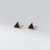 Brincos Triangulares de Resina Preta Estilo Japonês e Coreano Moda Simples e Únicos em Prata de Lei S925 Nalan G3188