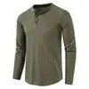 Novas Camisetas Masculinas Cruzadas de Outono e Inverno Europeias e Americanas Exportação da Amazon Camisetas Básicas Masculinas de Cor Pura Camisas Henry para Homens