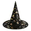 Nuevo Sombrero de Bruja de Halloween Fiesta Sombrero de Mago con Encaje Fruncido Accesorios de Disfraz Sombrero de Bruja de Encaje Negro