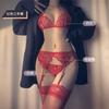 Lingerie Sexy Pequeno Três Pontos Sexy Três Pontos Feminino Renda Transparente Sutiã Calcinha Tentação Conjunto Dividido Rede Geração de Cabelo