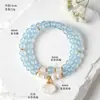 Pulsera de ágata con concha de cristal rosa natural de doble bucle para mujer, pulsera fresca y dulce de perla de agua dulce y calcedonia azul