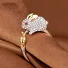 Anillo Zodiaco de Moda Chapado en Platino Animal Rata Buey Tigre Conejo Dragón Serpiente Caballo Oveja Gallo Perro Cerdo Anillo Zodiaco