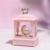 Lámpara de viento de cristal con forma de luna y unicornio de dibujos animados para dormitorio, luz de noche con ambiente de mesita de noche, caja de música de arcoíris, regalo de cumpleaños para niña