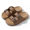 Sandálias Femininas de Verão para Exterior Estilo Birkenstock com Tiras Duplas 2026 Novas Sandálias de Praia Versáteis Slip-On