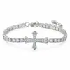 Pulsera de Cruz de Cobre con Circonita de Diamante Completo de Alta Gama, Venta Caliente Transfronteriza Europea y Americana, Sin Decoloración, Tendencia de Moda, Unisex, Versátil