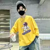 Camiseta de Manga Longa com Gola Redonda para Meninos 2026 Novo Estilo Roupa de Baixo Infantil 100% Algodão Tamanho Médio e Grande Camada Interna Infantil Estilo de Rua Primavera e Outono