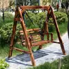 Columpio de jardín de madera maciza, mecedora exterior para patio de ocio, silla colgante de madera carbonizada anticorrosión para balcón