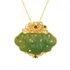 Colar Simples com Pingente Kabasi S925 Prata Inlaid com Jade Hetian "Duplo Fênix Auspicioso" Moda Atacado em Estoque