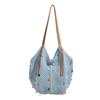 Bolsa Tecida com Miçangas Estilo Preguiçoso para Mulheres 2025 Novo Estilo Bolsa de Ombro Simples e Fofa Bolsa Tote de Mão de Grande Capacidade
