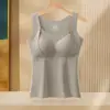 Nuevo Chaleco Térmico de Cachemira para Mujer, Body de una Pieza con Almohadilla en el Pecho y Copa Fija, Camiseta Interior Gruesa de Forro Polar para Otoño e Invierno