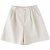 Shorts de algodão respirável em foto real! Calças de linho de perna larga com cintura alta retrô japonesa, calças casuais para terno