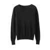 Suéter Base de Cachemira para Mujer, Cuello Redondo, Nuevo para Primavera y Otoño 2026, Corte Holgado, Estilo Suave, Rejuvenecedor, Manga Larga, Suéter Corto